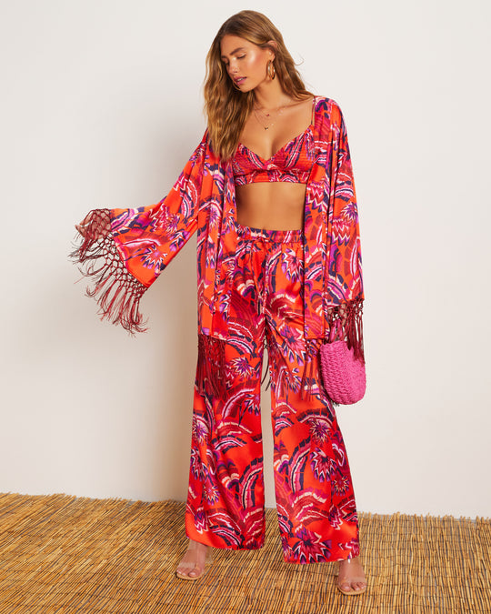 Azra Tropical Fringe Kimono
