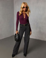 Savenia Lace Up Front Tie Top