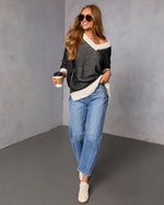 Lesiette Contrast Crochet Knit Sweater