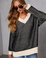 Lesiette Contrast Crochet Knit Sweater