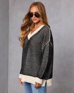 Lesiette Contrast Crochet Knit Sweater