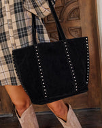 Akira Studded Faux Suede Tote Bag