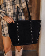 Akira Studded Faux Suede Tote Bag