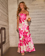 Sun Meadow Strapless Tropical Floral Maxi Dress