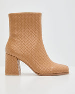 Camel % Chanie Woven Leather Booties-6