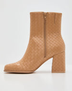 Camel % Chanie Woven Leather Booties-3