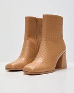 Camel % Chanie Woven Leather Booties-2
