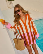 Easy Holiday Striped Colorblock Mini Dress