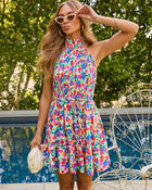 Serafina Floral Halter Mini Dress