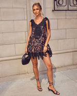 Analie Patchwork Lace Trim Babydoll Mini Dress
