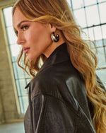 Silver % Night Life Crescent Moon Hoop Earrings-3