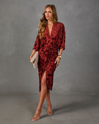 Eira Floral Velvet Print Midi Dress