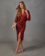 Eira Floral Velvet Print Midi Dress