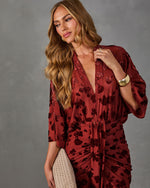 Eira Floral Velvet Print Midi Dress