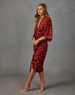 Eira Floral Velvet Print Midi Dress