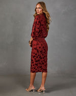 Eira Floral Velvet Print Midi Dress