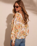 Caysie Floral Cuff Tie Blouse