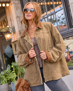 Joanne Twill Cotton Corduroy Trim Barn Jacket