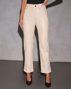 Cream % Claudette Faux Leather Pocketed High Waisted Pants-1