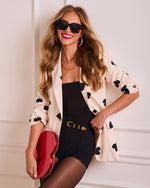 Love You Always Contrast Heart Print Blazer