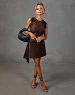 Darling Story Satin Lace Trim Mini Dress