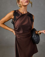 Darling Story Satin Lace Trim Mini Dress