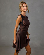 Darling Story Satin Lace Trim Mini Dress
