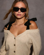 Hit The Slopes Bow Off The Shoulder Cardigan