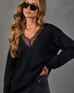Courtyard Morning Knit Lace Trim Sweater