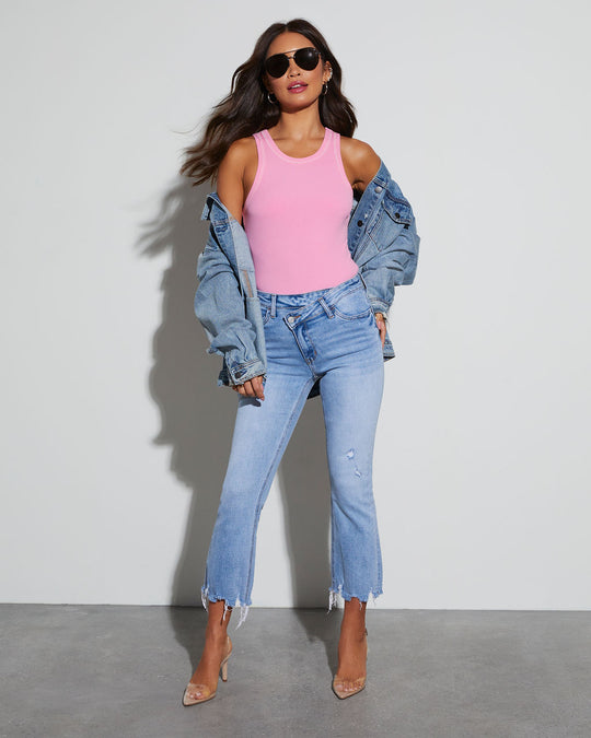 Olivia High Rise Cross Over Crop Flare Jeans