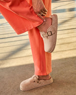 Taupe % Chic Comfort Stitch Slip On Mules-3