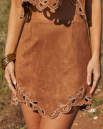 Boho Prairie Faux Suede Mini Skirt
