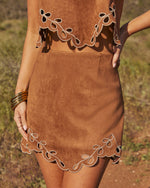 Boho Prairie Faux Suede Mini Skirt