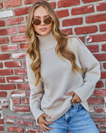 Taupe % Umah Ribbed Mock Neck Sweater-1