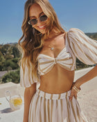 Ginnavive Stripe Puff Sleeve Crop Top