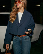 Navy % Minimal Maven Cropped Belted Jacket-1