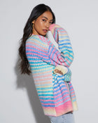 Multi % Gayle Knit Stripe Open Front Cardigan-1