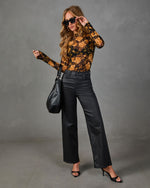 Wildflower Ode Mesh Floral Mock Neck Top