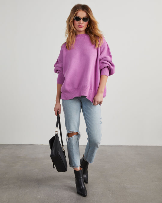 Lilac % Elouise Knit Oversized Pullover Sweater-1
