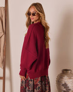 Maroon % Elouise Knit Oversized Pullover Sweater-4