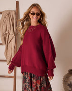 Maroon % Elouise Knit Oversized Pullover Sweater-3