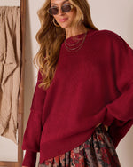 Maroon % Elouise Knit Oversized Pullover Sweater-1
