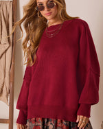 Maroon % Elouise Knit Oversized Pullover Sweater-6