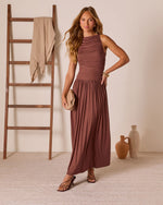 Brown % Mette Ruched Maxi Dress-6