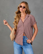 Josette Cotton Gingham Short Sleeve Top