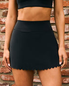 Black % At The Barre Scallop Trim Mini Skort-1