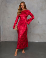 Falling In You Satin Jacquard Maxi Dress