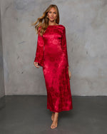 Falling In You Satin Jacquard Maxi Dress