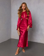 Deep Red % Under My Spell Cutout Maxi Dress-6