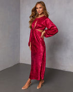Deep Red % Under My Spell Cutout Maxi Dress-3